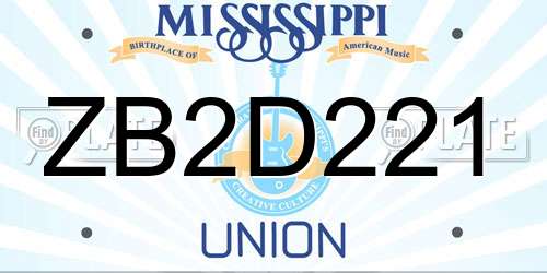 ZB2D221 Mississippi License Plate
