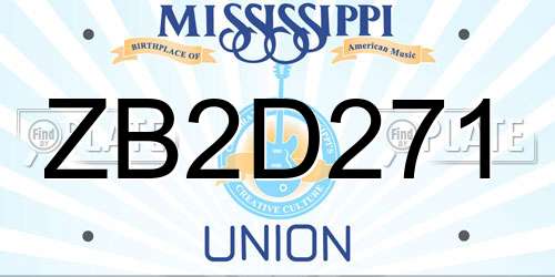ZB2D271 Mississippi License Plate