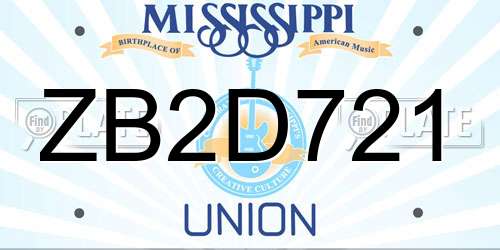 ZB2D721 Mississippi License Plate