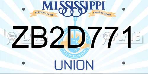 ZB2D771 Mississippi License Plate