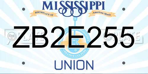 ZB2E255 Mississippi License Plate
