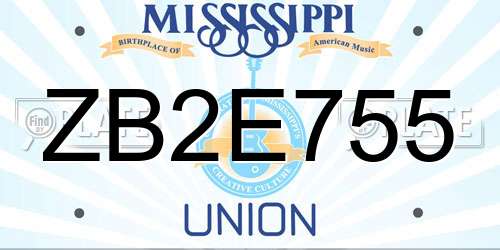 ZB2E755 Mississippi License Plate