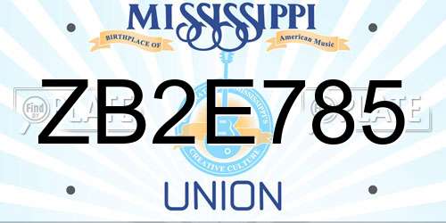 ZB2E785 Mississippi License Plate