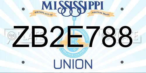 ZB2E788 Mississippi License Plate