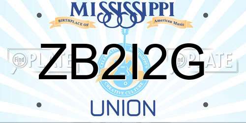 ZB2I2G Mississippi License Plate