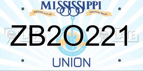 ZB2O221 Mississippi License Plate