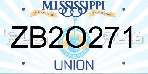 ZB2O271 Mississippi License Plate