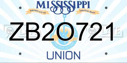 ZB2O721 Mississippi License Plate