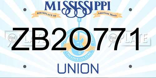 ZB2O771 Mississippi License Plate
