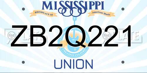 ZB2Q221 Mississippi License Plate