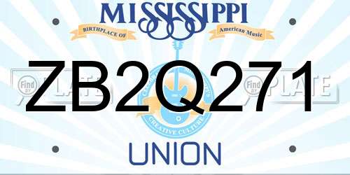 ZB2Q271 Mississippi License Plate