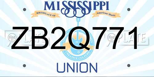 ZB2Q771 Mississippi License Plate