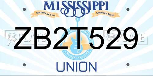 ZB2T529 Mississippi License Plate