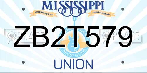 ZB2T579 Mississippi License Plate