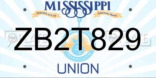 ZB2T829 Mississippi License Plate