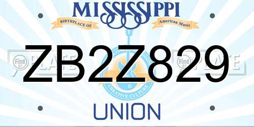 ZB2Z829 Mississippi License Plate
