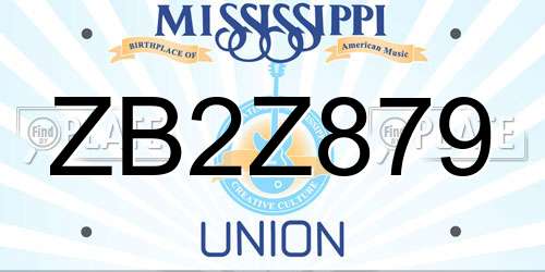 ZB2Z879 Mississippi License Plate