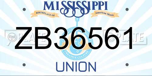 ZB36561 Mississippi License Plate