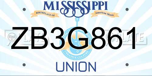 ZB3G861 Mississippi License Plate