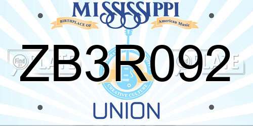 ZB3R092 Mississippi License Plate