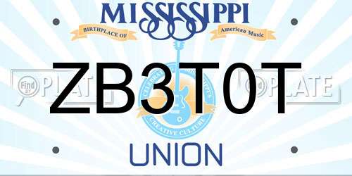 ZB3T0T Mississippi License Plate