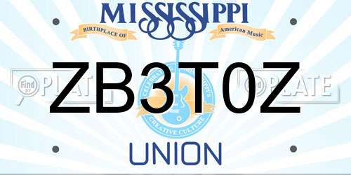 ZB3T0Z Mississippi License Plate