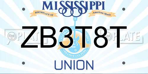 ZB3T8T Mississippi License Plate
