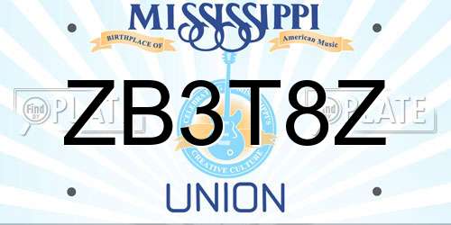 ZB3T8Z Mississippi License Plate