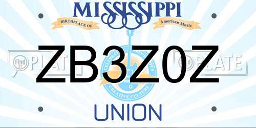 ZB3Z0Z Mississippi License Plate