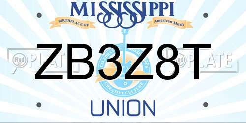 ZB3Z8T Mississippi License Plate
