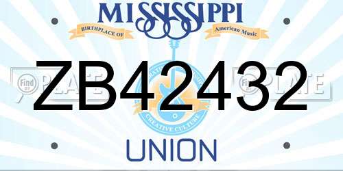 ZB42432 Mississippi License Plate