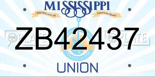 ZB42437 Mississippi License Plate