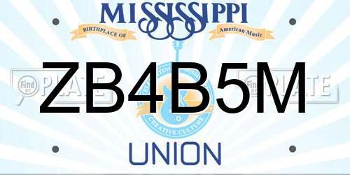ZB4B5M Mississippi License Plate