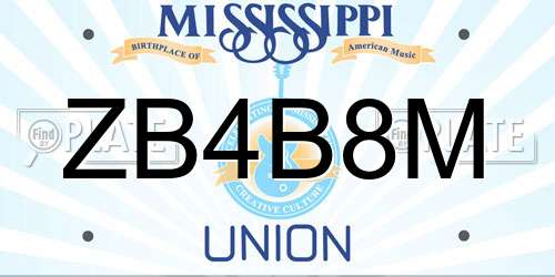 ZB4B8M Mississippi License Plate