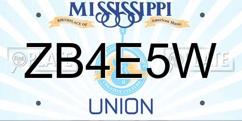 ZB4E5W Mississippi License Plate