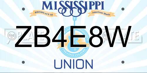 ZB4E8W Mississippi License Plate