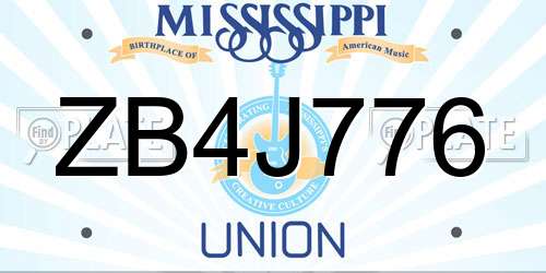 ZB4J776 Mississippi License Plate