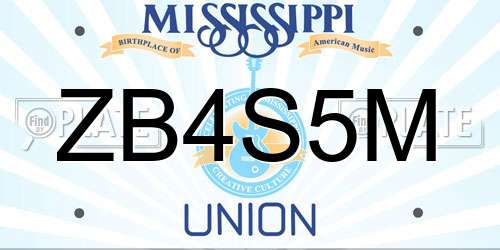 ZB4S5M Mississippi License Plate