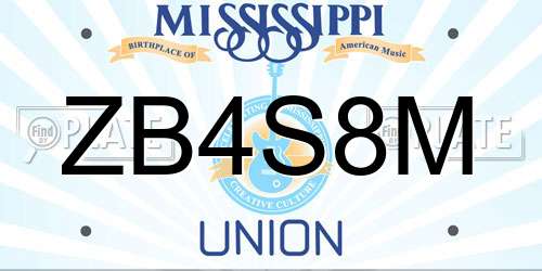 ZB4S8M Mississippi License Plate