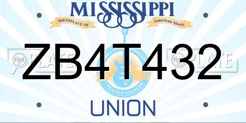 ZB4T432 Mississippi License Plate