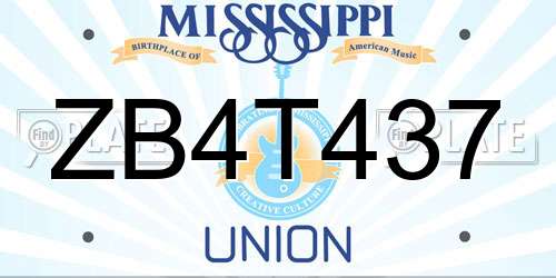 ZB4T437 Mississippi License Plate