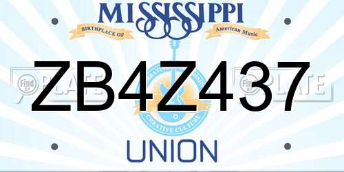 ZB4Z437 Mississippi License Plate