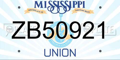 ZB50921 Mississippi License Plate
