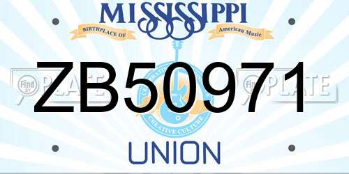 ZB50971 Mississippi License Plate
