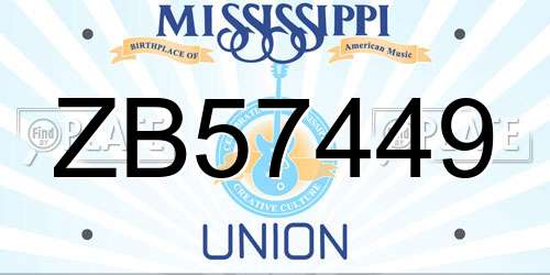 ZB57449 Mississippi License Plate