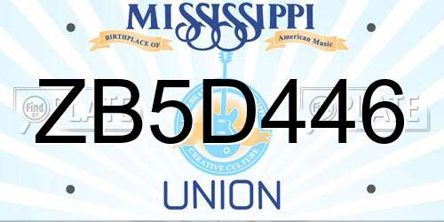 ZB5D446 Mississippi License Plate