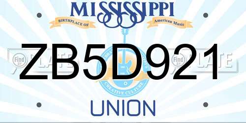 ZB5D921 Mississippi License Plate