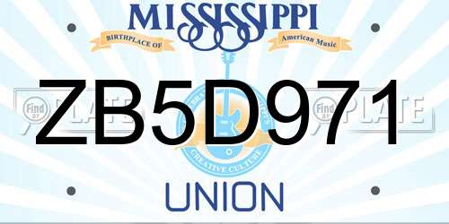 ZB5D971 Mississippi License Plate
