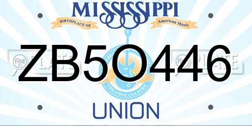 ZB5O446 Mississippi License Plate