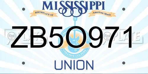 ZB5O971 Mississippi License Plate